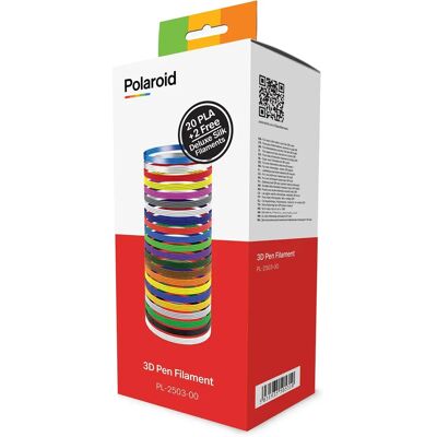 Ensemble de filaments 3D Polaroid - Couleurs Multiples - 20 x 5m PLA Ensemble de filaments 3D Polaroid - Couleurs Multiples - 20 x 5m PLA
