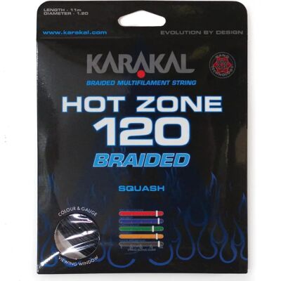 Cordage de squash KARAKAL Hot Zone 120 tressée - Publicité Cordage de squash KARAKAL Hot Zone 120 tressée - Publicité
