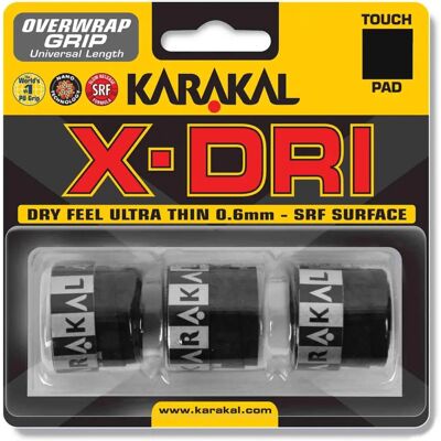 Karakal X-DRI Black Ultra Thin Overwrap Racket Grip Karakal X-DRI Black Ultra Thin Overwrap Racket Grip