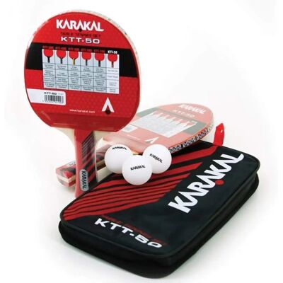 Karakal KTT 50 Table Tennis Set - 2 Bats, 3 Balls, Square Case Karakal KTT 50 Table Tennis Set - 2 Bats, 3 Balls, Square Case