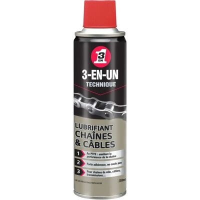 Lubrifiant WD40 3-en-1 pour chaînes et câbles de vélo - 250ml - Publicité Lubrifiant WD40 3-en-1 pour chaînes et câbles de vélo - 250ml - Publicité