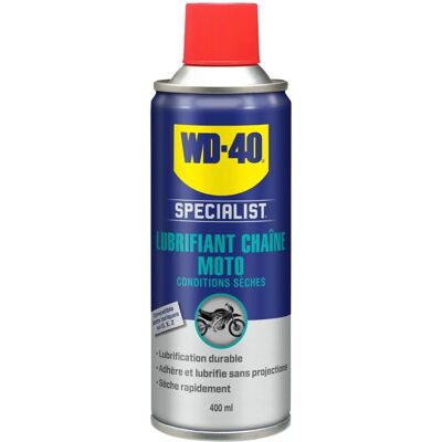 Lubrifiant chaîne sèche WD40 Specialist 400ml - Protection moto - Publicité Lubrifiant chaîne sèche WD40 Specialist 400ml - Protection moto - Publicité
