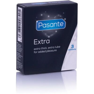 Pasante Extra - Prezervative groase cu lubrifiant - 3 bucăți Pasante Extra - Prezervative groase cu lubrifiant - 3 bucăți