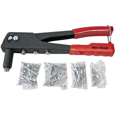 Amtech Rivet Gun Model B3400 - Hand Rivet Tool, 60 Rivets Included Amtech Rivet Gun Model B3400 - Hand Rivet Tool, 60 Rivets Included