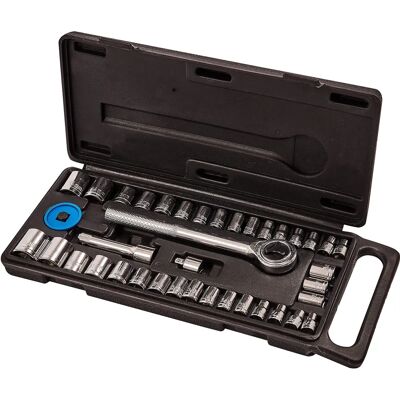 Unbranded 40pc Socket Set - 38 14 Ratchet Drive Sockets Amtech Metric Handle Extension - Socket Set 38 14 Ratchet Drive 40pc Sockets Amtech Metric Handle Unbranded 40pc Socket Set - 38 14 Ratchet Drive Sockets Amtech Metric Handle Extension - Socket Set 38 14 Ratchet Drive 40pc Sockets Amtech Metric Handle