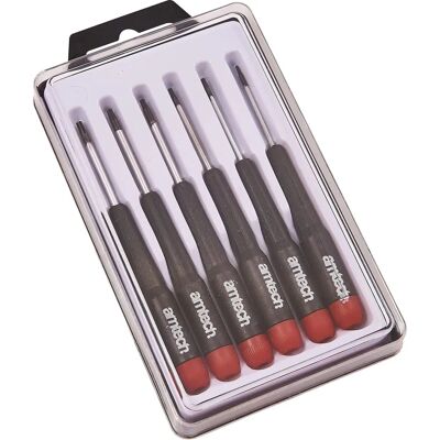 Amtech Tools Zestaw 6 precyzyjnych śrubokrętów Torx Star T5 T6 T7 T8 T9 T10 Amtech Tools Zestaw 6 precyzyjnych śrubokrętów Torx Star T5 T6 T7 T8 T9 T10
