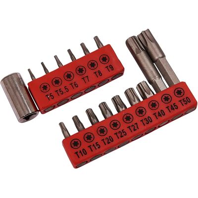 Set da 16 pezzi di punte Torx in cromo-vanadio - Punte di cacciavite Set da 16 pezzi di punte Torx in cromo-vanadio - Punte di cacciavite