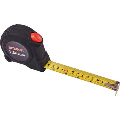 Amtech - Self-Locking Tape Measure - 7.5m - Belt Clip - Measuring Tape Amtech - Self-Locking Tape Measure - 7.5m - Belt Clip - Measuring Tape