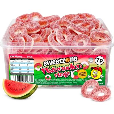 SweetZone - Watermelon Rings - 120 pcs - 740g Tub - candy SweetZone - Watermelon Rings - 120 pcs - 740g Tub - candy