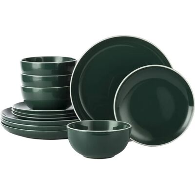 Waterside Halo 12-teiliges Dinner-Set in Smaragdgrün - Geschirrset Waterside Halo 12-teiliges Dinner-Set in Smaragdgrün - Geschirrset