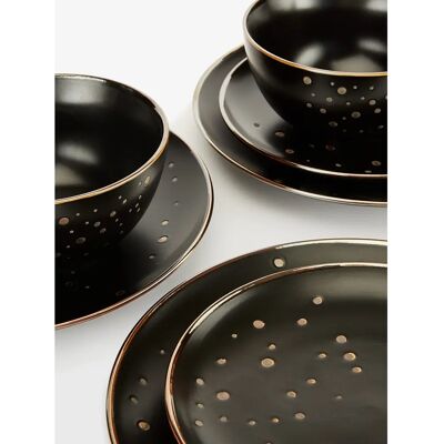 Waterside Fine China 12-teiliges Ebony & Gold Geschirr-Set - Geschirr-Set Waterside Fine China 12-teiliges Ebony & Gold Geschirr-Set - Geschirr-Set
