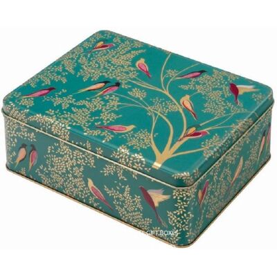Sara Miller Chelsea Collection Birds Deep Rectangular Kitchen Storage Tin - 2.25L - Green Sara Miller Chelsea Collection Birds Deep Rectangular Kitchen Storage Tin - 2.25L - Green