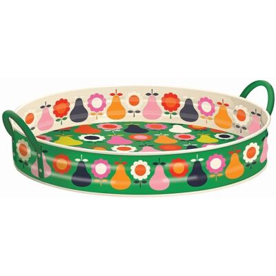 Kate Rhees Pears & Flowers Large Handled Tin Tray - tray Kate Rhees Pears & Flowers Large Handled Tin Tray - tray