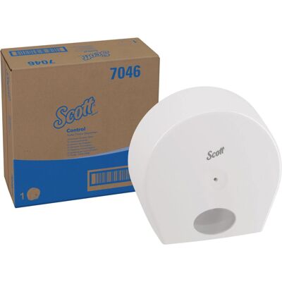 Distributeur de papier toilette SCOTT 7046 - Mural, Blanc, Compatible avec Scott Control Distributeur de papier toilette SCOTT 7046 - Mural, Blanc, Compatible avec Scott Control
