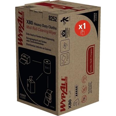 Wypall X80 Power Clean Midi Roll Wiper - Blanc - Essuie-mains - Publicité Wypall X80 Power Clean Midi Roll Wiper - Blanc - Essuie-mains - Publicité