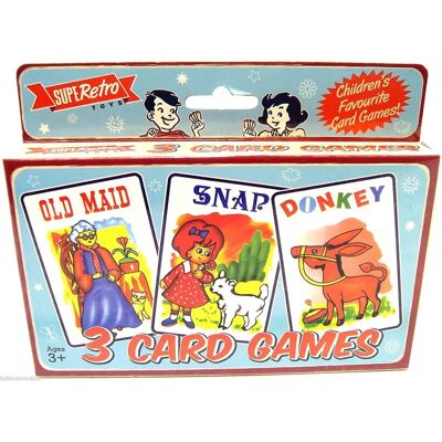 Kandy Toys Retro Set Of 3 Card Games Playing Cards - Old Maid Snap Donkey Kandy Toys Retro Set Of 3 Card Games Playing Cards - Old Maid Snap Donkey
