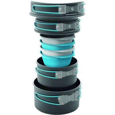 Highlander Camping Cookware Set - Lightweight Aluminium, 4-Piece Highlander Camping Cookware Set - Lightweight Aluminium, 4-Piece