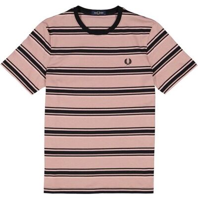 Fred Perry Modell Dunkelrosa Dusty Rose Schwarze Streifen T-Shirt - M Fred Perry Modell Dunkelrosa Dusty Rose Schwarze Streifen T-Shirt - M