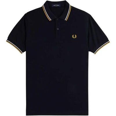 Fred Perry Polo à Bords Doubles - Marine/Ecru/Honeycomb - Homme - Publicité Fred Perry Polo à Bords Doubles - Marine/Ecru/Honeycomb - Homme - Publicité