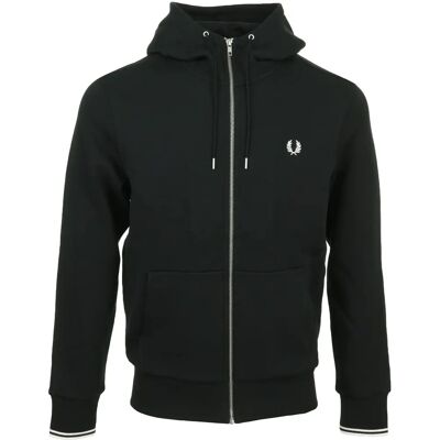 Fred Perry Felpa con Cappuccio e Zip (J7536) - (J7536-198) nera Fred Perry Felpa con Cappuccio e Zip (J7536) - (J7536-198) nera