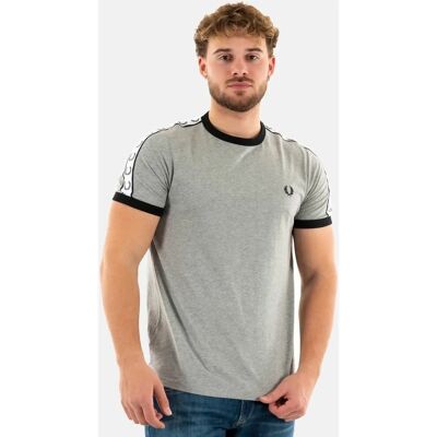 Fred Perry - Taped Ringer T-Shirt - Grijs - XXL Fred Perry - Taped Ringer T-Shirt - Grijs - XXL