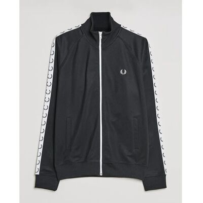 Fred Perry Schwarzes Tape Track Jacke – Sportswear Klassiker Fred Perry Schwarzes Tape Track Jacke – Sportswear Klassiker