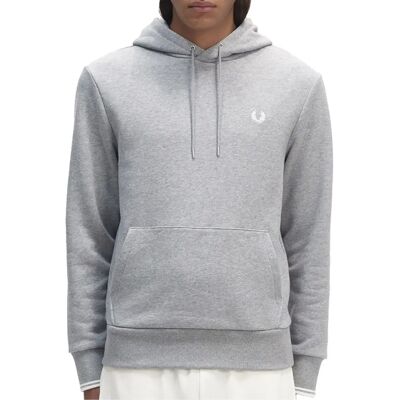 Fred Perry Herren Tipped Hoodie - Stahl Meliert - Reguläre Passform - Kapuzenpullover Fred Perry Herren Tipped Hoodie - Stahl Meliert - Reguläre Passform - Kapuzenpullover