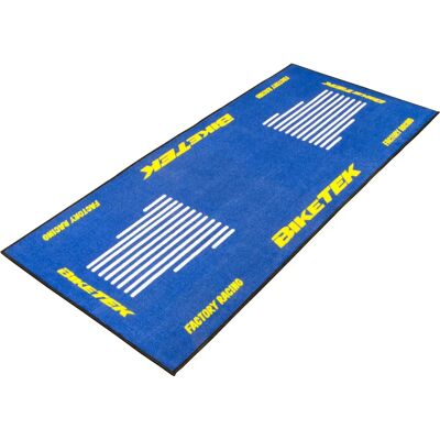 Tapis de garage Biketek Série 3 - Bleu/Blanc/Jaune - Publicité Tapis de garage Biketek Série 3 - Bleu/Blanc/Jaune - Publicité