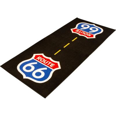 Tapis de Garage Biketek Série 3 Route 66 - 190x80cm - Noir - Publicité Tapis de Garage Biketek Série 3 Route 66 - 190x80cm - Noir - Publicité