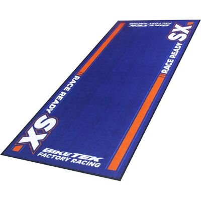 Tapis de garage BikeTek Série 5 KTM SX Bleu/Orange - Moto 190x80cm - Publicité Tapis de garage BikeTek Série 5 KTM SX Bleu/Orange - Moto 190x80cm - Publicité