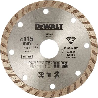Disco diamantato turbo DeWALT DT3702-QZ - Accessorio per smerigliatrice angolare Disco diamantato turbo DeWALT DT3702-QZ - Accessorio per smerigliatrice angolare