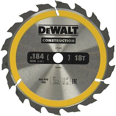 DeWalt DT1938-QZ 184mm Kreissägeblatt - Stoßfeste Hartmetallzähne DeWalt DT1938-QZ 184mm Kreissägeblatt - Stoßfeste Hartmetallzähne