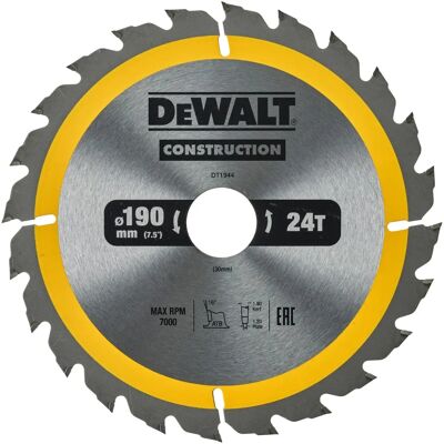 DEWALT DT1944-QZ Bärbart byggcirkelblads - 190mm, 24T DEWALT DT1944-QZ Bärbart byggcirkelblads - 190mm, 24T