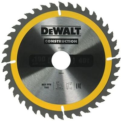 DeWalt 190mm Tarczas do piły - Odporne na uderzenia ATB - 40T DeWalt 190mm Tarczas do piły - Odporne na uderzenia ATB - 40T