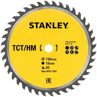 Stanley df 5013778 - Lame de scie circulaire - Dents moyennes - 190mm - Trou 16mm - Coupe propre - Publicité Stanley df 5013778 - Lame de scie circulaire - Dents moyennes - 190mm - Trou 16mm - Coupe propre - Publicité