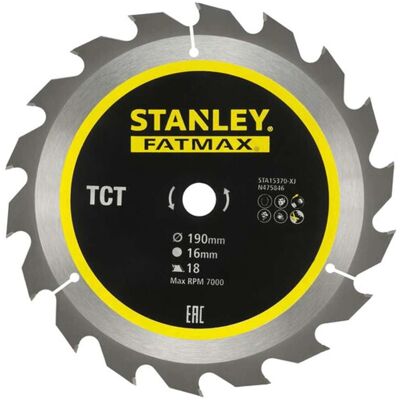 Stanley Modell STA15370 - Hartmetall-Kreissägeblatt 190mm, 16mm Bohrung Stanley Modell STA15370 - Hartmetall-Kreissägeblatt 190mm, 16mm Bohrung