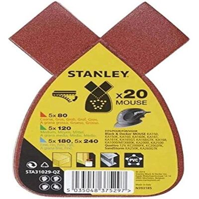 Stanley STA31029-QZ Szybka wymiana papieru ściernego - Zestaw 20 arkuszy Stanley STA31029-QZ Szybka wymiana papieru ściernego - Zestaw 20 arkuszy