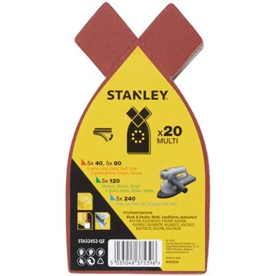 Stanley sta32452-qz - 20 coli G40-G180 șmirghel pentru multitool Stanley sta32452-qz - 20 coli G40-G180 șmirghel pentru multitool
