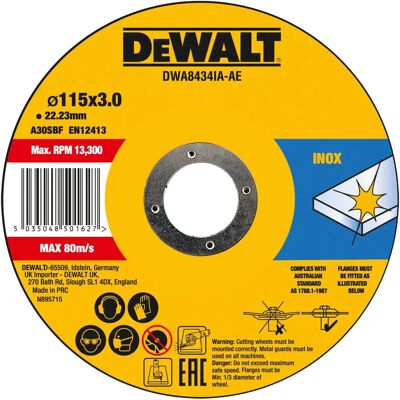 DEWALT - DWA8434IA-AE - 115x3x22,23mm - Trennscheibe DEWALT - DWA8434IA-AE - 115x3x22,23mm - Trennscheibe