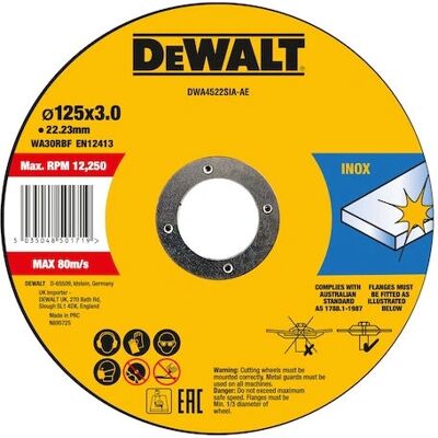 DeWALT DWA4522SIA-AE Kreissägeblatt - 125mm, Edelstahl, 3mm stark DeWALT DWA4522SIA-AE Kreissägeblatt - 125mm, Edelstahl, 3mm stark