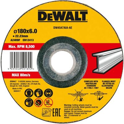 DEWALT DW4547AIA-AE - Winkelschleifer-Zubehör - Schleifscheibe 180mm DEWALT DW4547AIA-AE - Winkelschleifer-Zubehör - Schleifscheibe 180mm