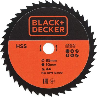 Black & Decker A7526-XJ Lama Circolare - 85mm, foro 10mm, 44 Denti Black & Decker A7526-XJ Lama Circolare - 85mm, foro 10mm, 44 Denti