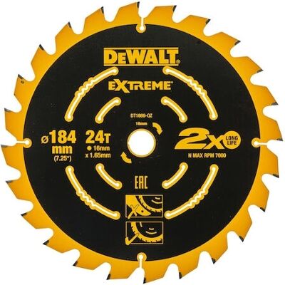 DeWALT DT1669-QZ Kreissägeblatt - 24 Zähne, 184mm, für DCS365 DeWALT DT1669-QZ Kreissägeblatt - 24 Zähne, 184mm, für DCS365