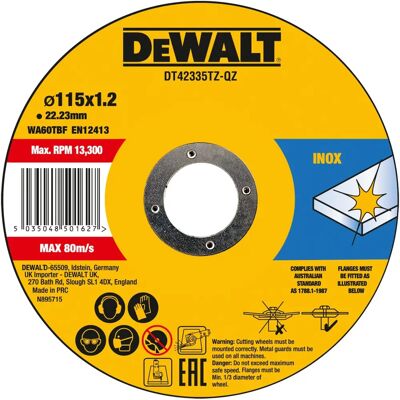 DeWALT DT42335TZ Rozsdamentes acél vágókorong - Szögbenyomó kiegészítő DeWALT DT42335TZ Rozsdamentes acél vágókorong - Szögbenyomó kiegészítő