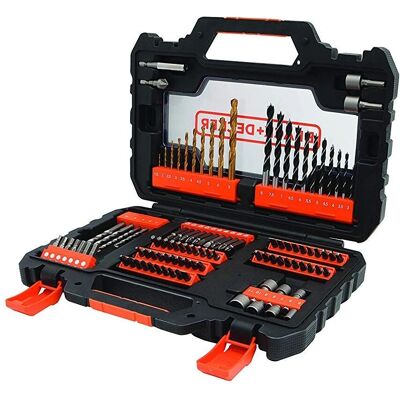 Conjunto BLACK+DECKER de 104 peças - Brocas e parafusadeiras Conjunto BLACK+DECKER de 104 peças - Brocas e parafusadeiras