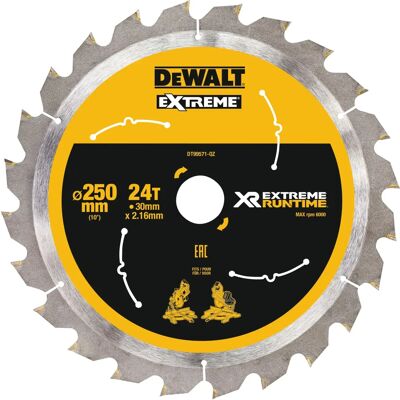 DeWALT DT99571-QZ FlexVolt Circular Saw Blade 250mm - Heavy Duty Cutting Tool DeWALT DT99571-QZ FlexVolt Circular Saw Blade 250mm - Heavy Duty Cutting Tool