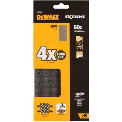 DeWALT DTM8660-QZ - Schleifgitter, 115x228mm, Körnung 60, 5 Stück DeWALT DTM8660-QZ - Schleifgitter, 115x228mm, Körnung 60, 5 Stück