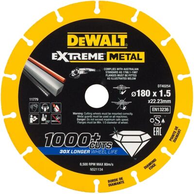 DeWALT DT40254-QZ Diamond Blade - Extreme Metal 180mm DeWALT DT40254-QZ Diamond Blade - Extreme Metal 180mm