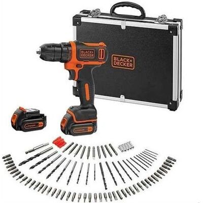 Taladro inalámbrico Black & Decker 10.8V - 2 Baterías y 100 Accesorios Taladro inalámbrico Black & Decker 10.8V - 2 Baterías y 100 Accesorios