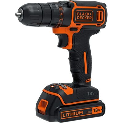 BLACK+DECKER Akku-Bohrmaschine – Variable Geschwindigkeit, 2 Akkus, 18V BLACK+DECKER Akku-Bohrmaschine – Variable Geschwindigkeit, 2 Akkus, 18V